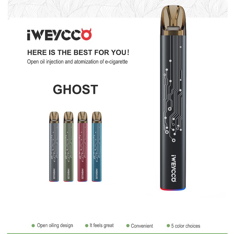 Iweycco 유령 vape 650mAh 12w 포드 키트 전자 담배 2ml 카트리지 기화기