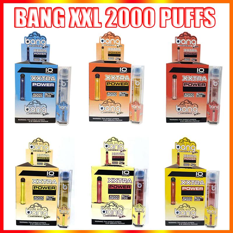 Bang XXL 일회용 vape 펜 전자 담배 장치 800mAh 배터리 6ml 포드 빈 원래 증기 2000 퍼프 키트 도매