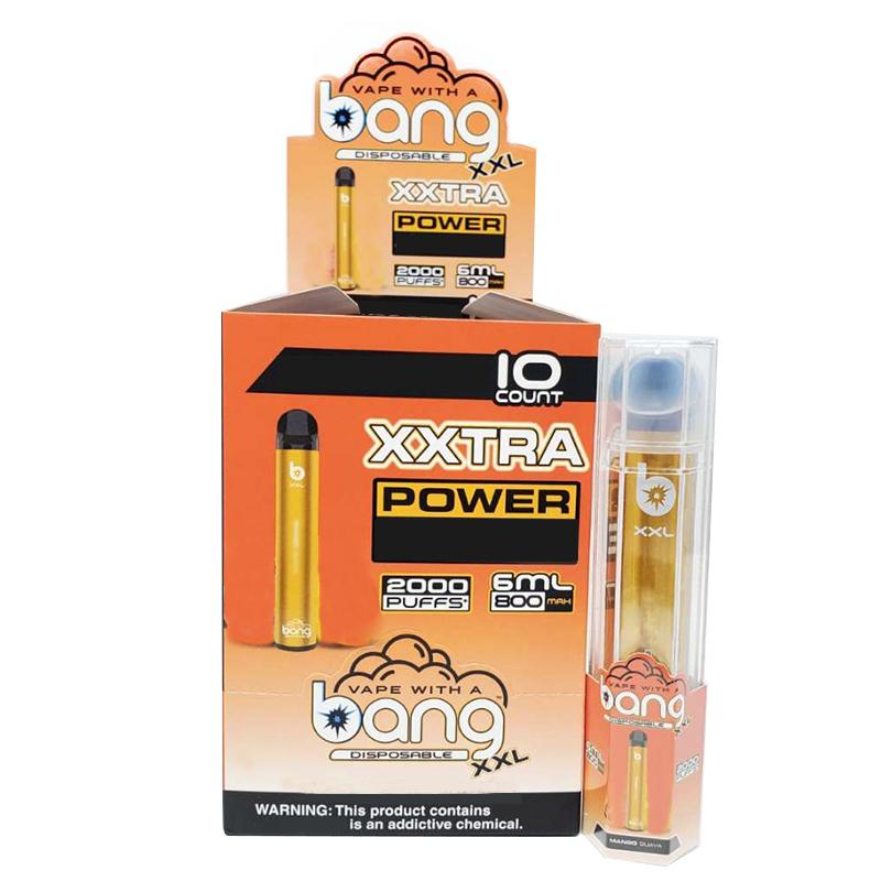 Bang XXL 일회용 vape 펜 전자 담배 장치 800mAh 배터리 6ml 포드 빈 원래 증기 2000 퍼프 키트 도매